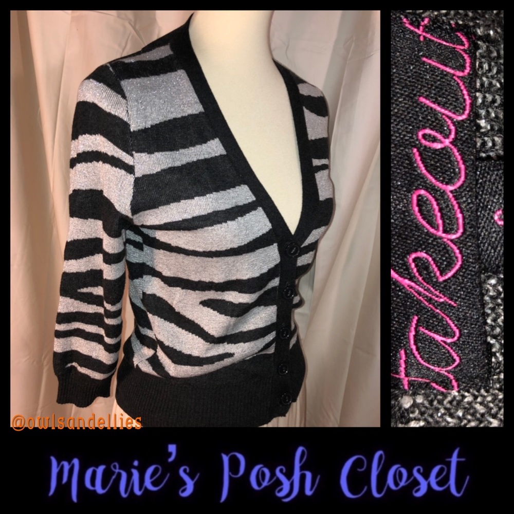 Tiger Striped Cardigan in Black and Silver